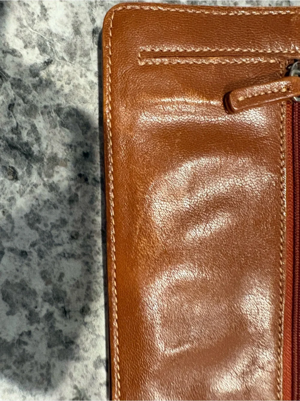 Tusk Bifold Caramel and Red Leather Wallet
